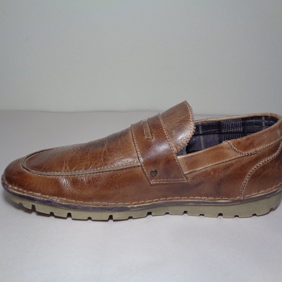Roan Size 11 M FAULKNER Tan Rustic Leather Slip On Loafers New Men\'s Shoes main image 9
